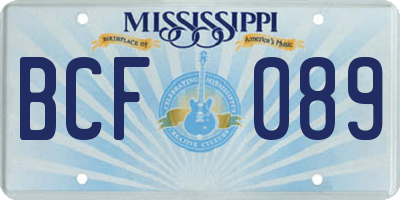 MS license plate BCF089