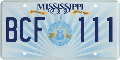MS license plate BCF111