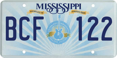 MS license plate BCF122