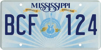 MS license plate BCF124