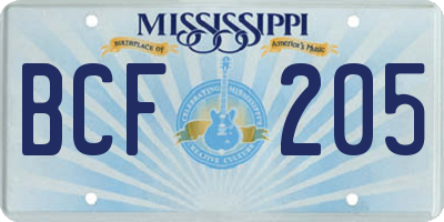 MS license plate BCF205