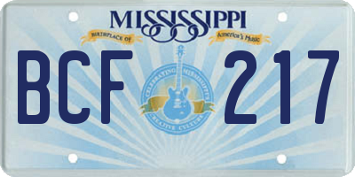MS license plate BCF217