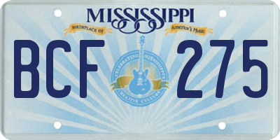 MS license plate BCF275