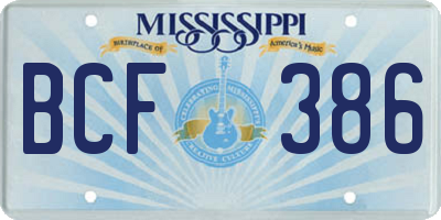 MS license plate BCF386