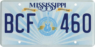 MS license plate BCF460