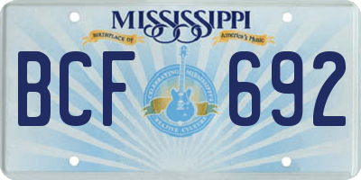 MS license plate BCF692