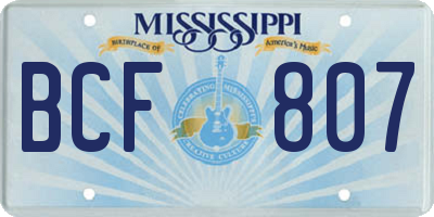 MS license plate BCF807