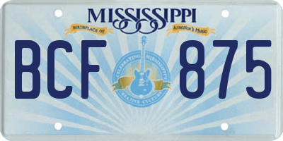 MS license plate BCF875