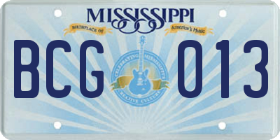 MS license plate BCG013