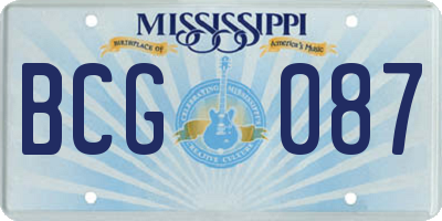 MS license plate BCG087