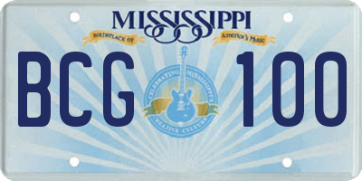 MS license plate BCG100