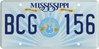 MS license plate BCG156