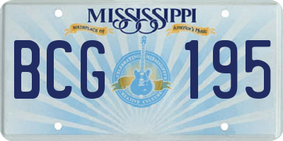 MS license plate BCG195