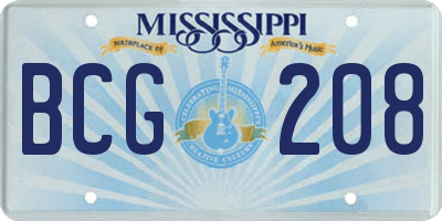 MS license plate BCG208