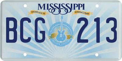 MS license plate BCG213