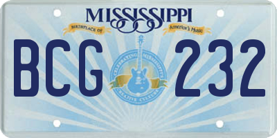 MS license plate BCG232