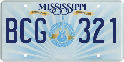 MS license plate BCG321