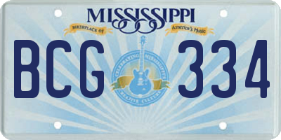 MS license plate BCG334