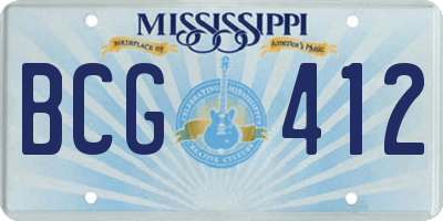 MS license plate BCG412