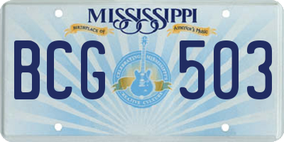 MS license plate BCG503