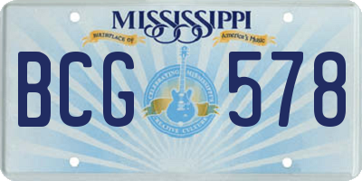 MS license plate BCG578
