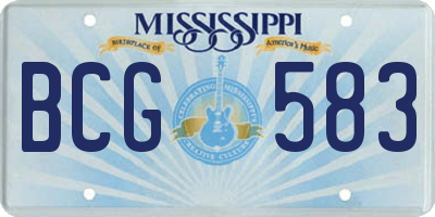 MS license plate BCG583