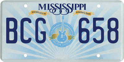 MS license plate BCG658