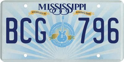 MS license plate BCG796