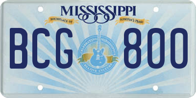 MS license plate BCG800