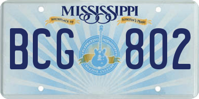 MS license plate BCG802