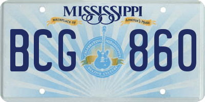 MS license plate BCG860