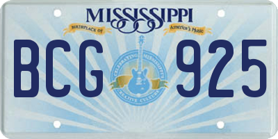 MS license plate BCG925