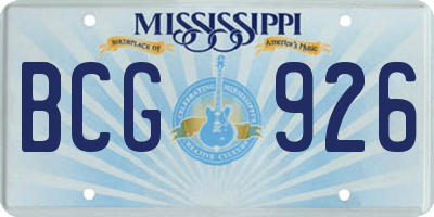MS license plate BCG926
