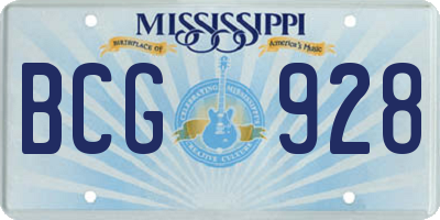 MS license plate BCG928