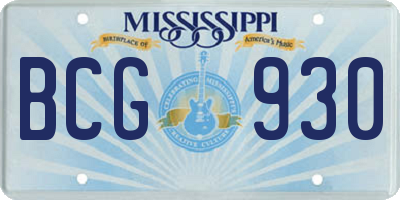 MS license plate BCG930