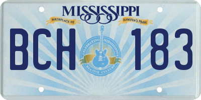 MS license plate BCH183