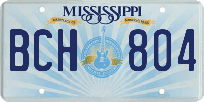 MS license plate BCH804