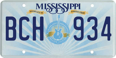 MS license plate BCH934