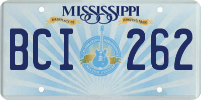 MS license plate BCI262