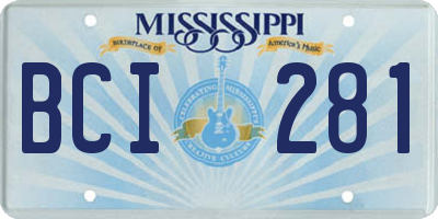 MS license plate BCI281