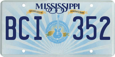 MS license plate BCI352