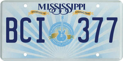 MS license plate BCI377