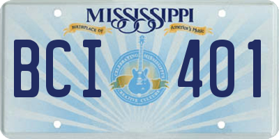 MS license plate BCI401