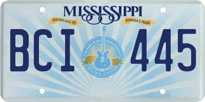 MS license plate BCI445