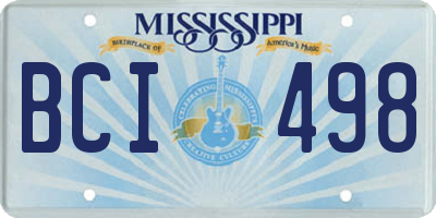 MS license plate BCI498