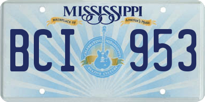 MS license plate BCI953