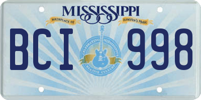 MS license plate BCI998
