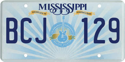 MS license plate BCJ129