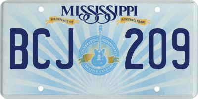 MS license plate BCJ209