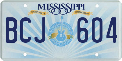 MS license plate BCJ604